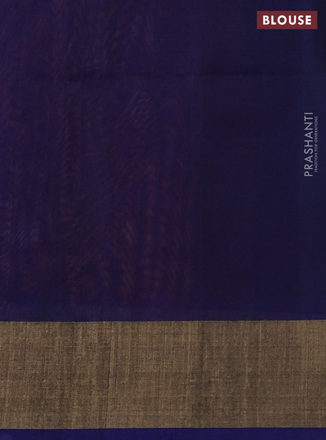 Ikat silk cotton saree pink shade and peacock blue with allover ikat weaves and zari woven border