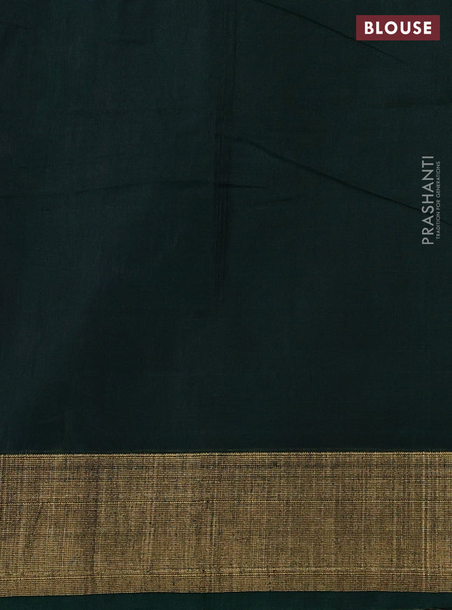 Ikat silk cotton saree blue and green with allover ikat weaves and zari woven border