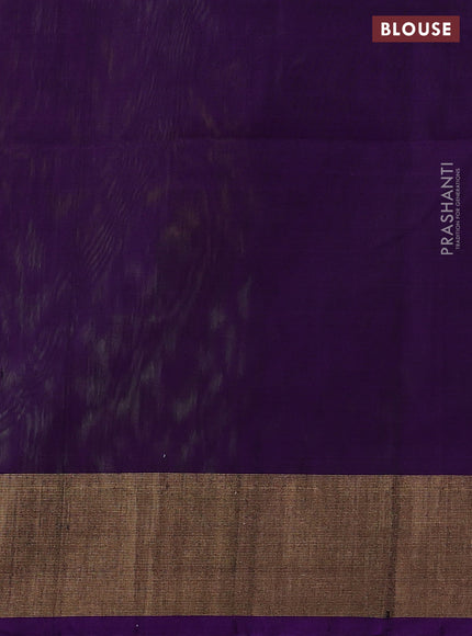 Ikat silk cotton saree light green and violet with allover ikat weaves and zari woven border