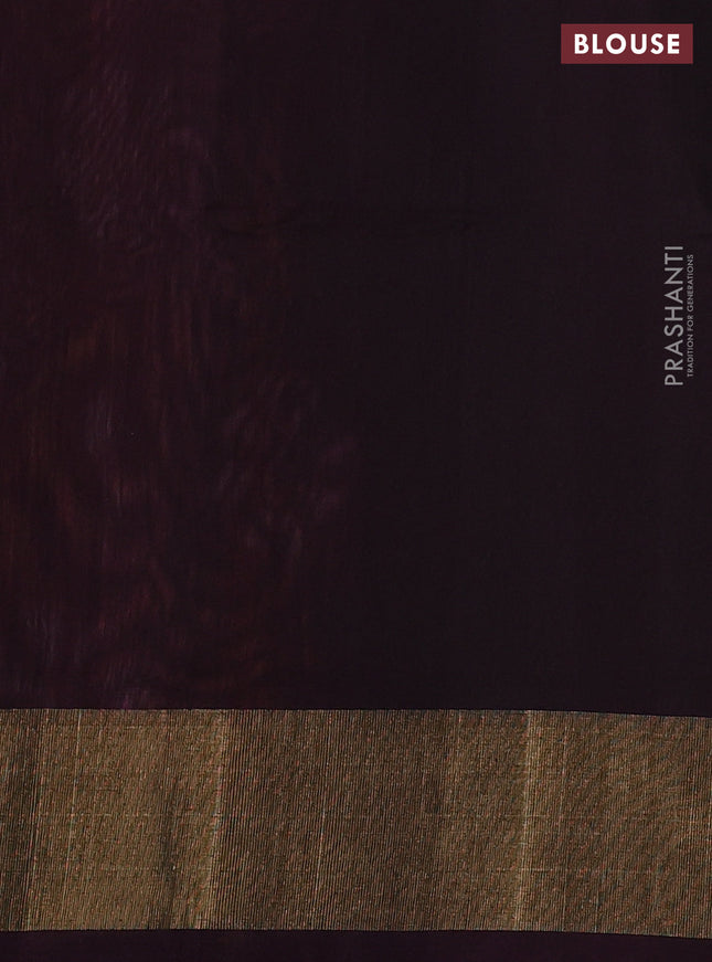 Ikat silk cotton saree pink shade and coffee brown with allover ikat weaves and zari woven border