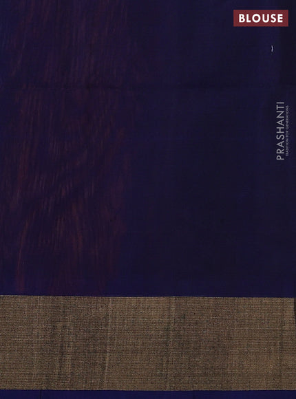 Ikat silk cotton saree peach pink and blue with allover ikat weaves and zari woven border