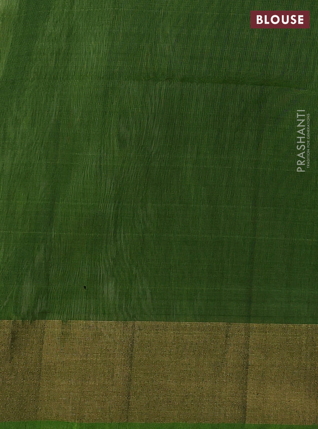 Ikat silk cotton saree off white and light green with allover ikat weaves and zari woven border