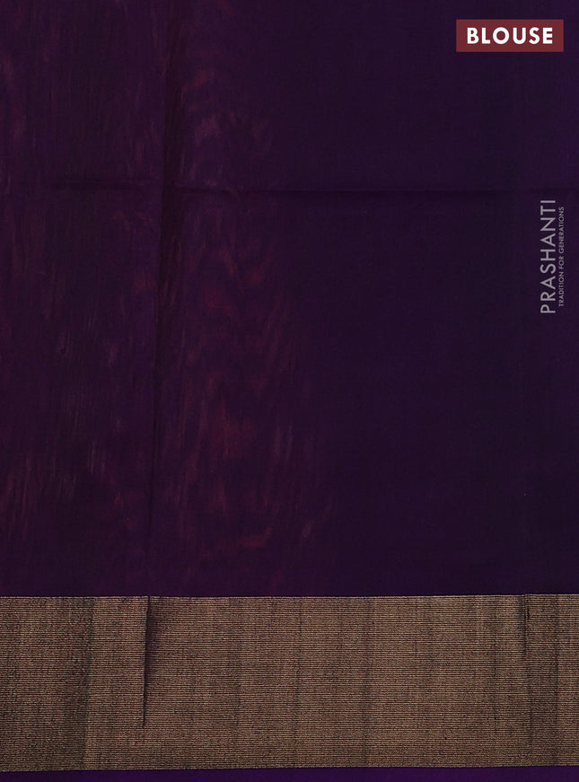 Ikat silk cotton saree peach pink and violet with allover ikat weaves and zari woven border