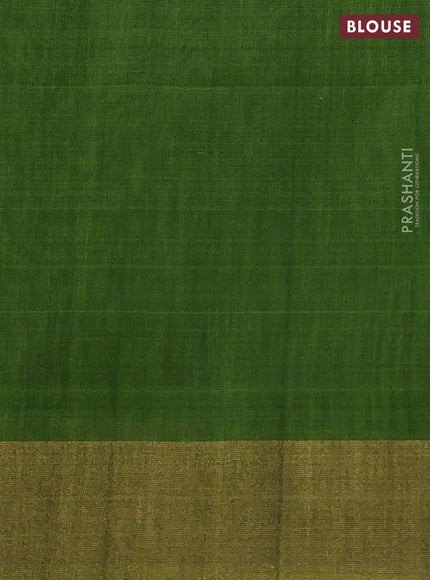 Ikat silk cotton saree navy blue and light green with allover ikat weaves and zari woven border