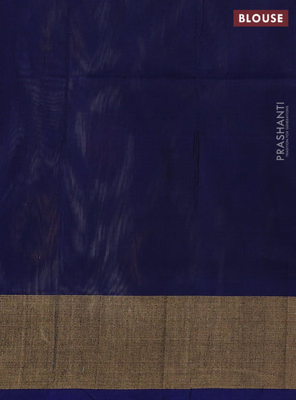 Ikat silk cotton saree grey and blue with allover ikat weaves and zari woven border