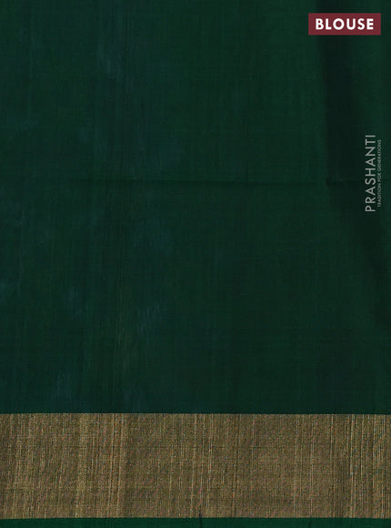 Ikat silk cotton saree cs blue and green with allover ikat weaves and zari woven border