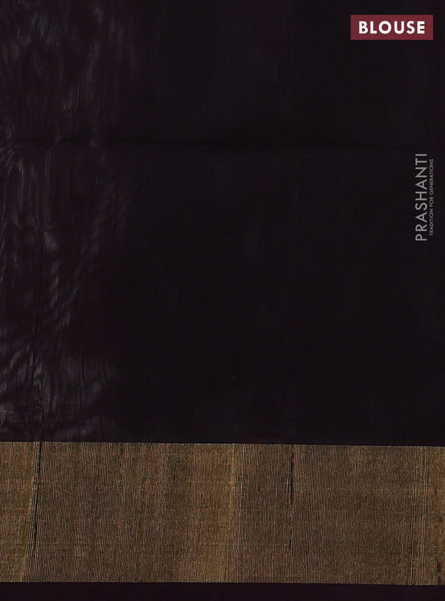 Ikat silk cotton saree off white and deep coffee brown with allover ikat weaves and zari woven border