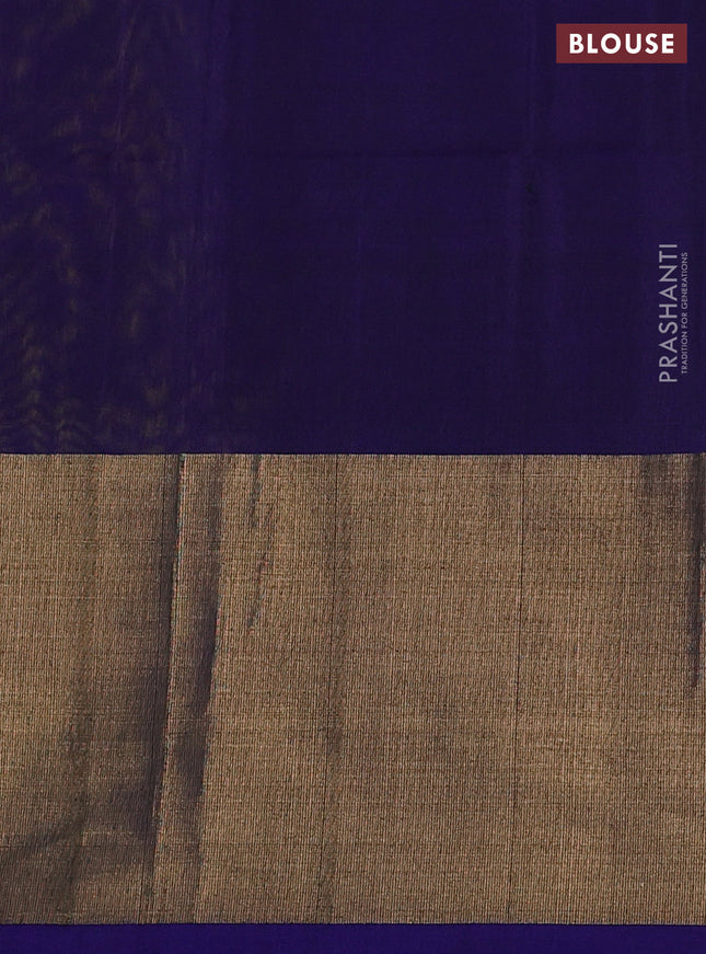 Ikat silk cotton saree yellow and blue with allover ikat weaves and ikat woven zari border