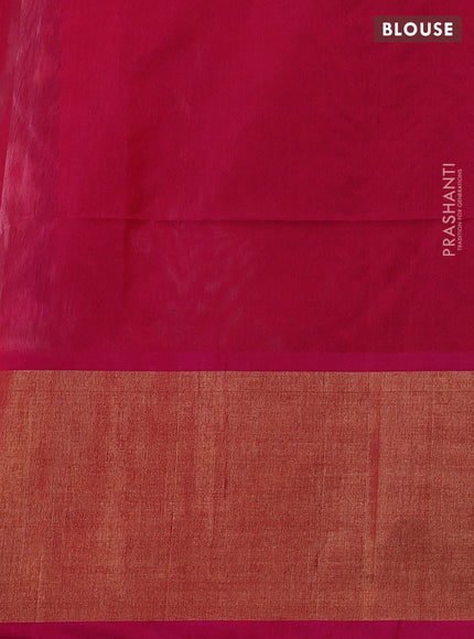 Ikat silk cotton saree grey and pink with allover ikat weaves and ikat woven zari border