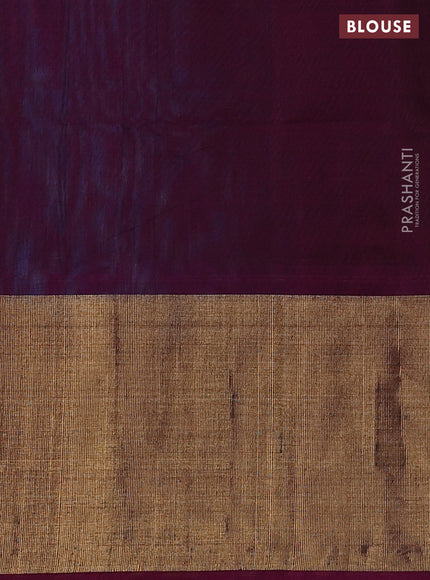 Ikat silk cotton saree light blue and dark magenta pink with allover ikat weaves and ikat woven zari border