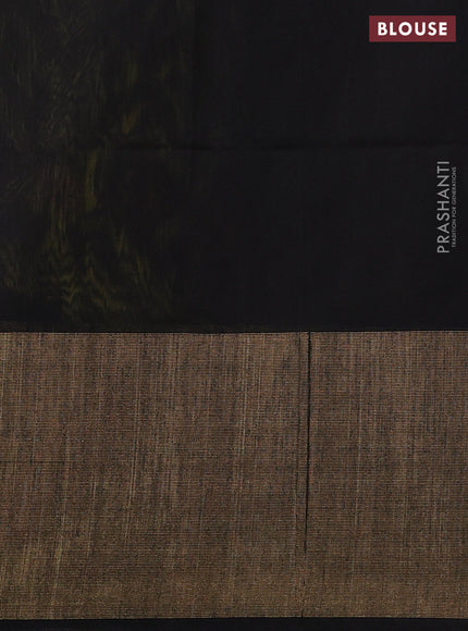 Ikat silk cotton saree lime yellow and black with allover ikat weaves and ikat woven zari border