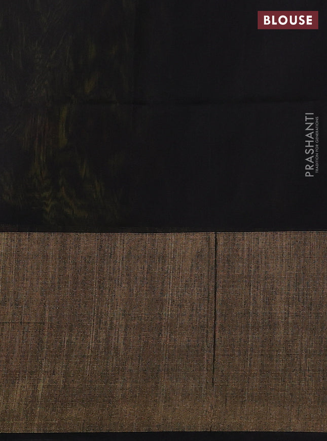 Ikat silk cotton saree lime yellow and black with allover ikat weaves and ikat woven zari border