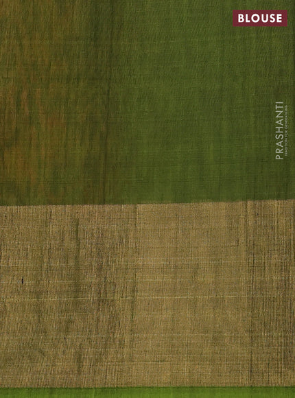 Ikat silk cotton saree orange and light green with allover ikat weaves and ikat woven zari border