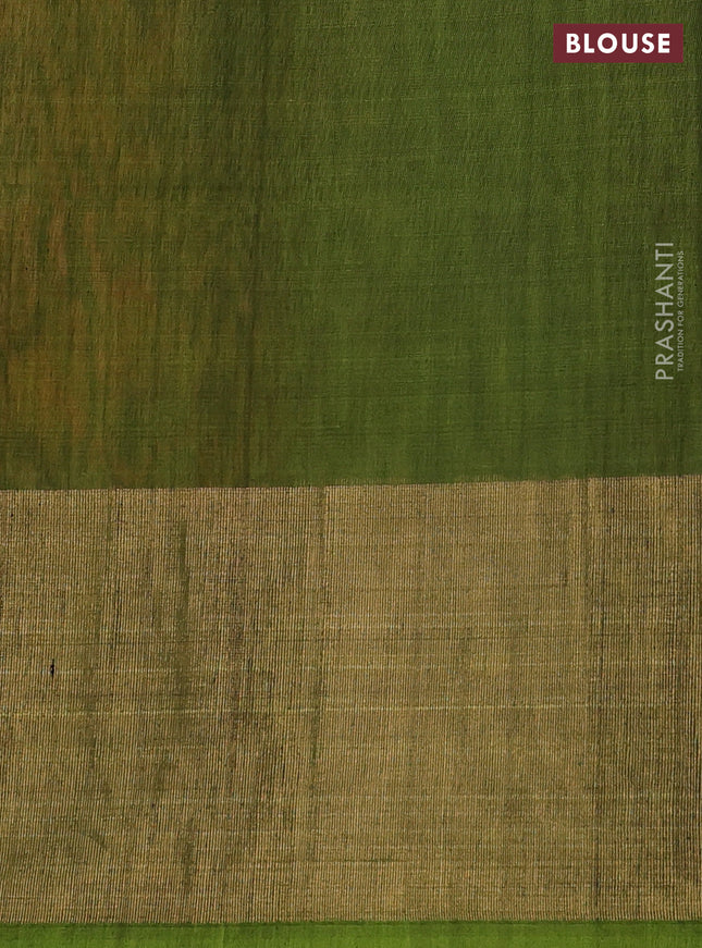 Ikat silk cotton saree orange and light green with allover ikat weaves and ikat woven zari border