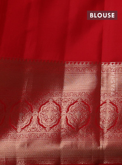 Pure kanchipuram silk saree red with allover zari woven floral brocade weaves and long zari woven border