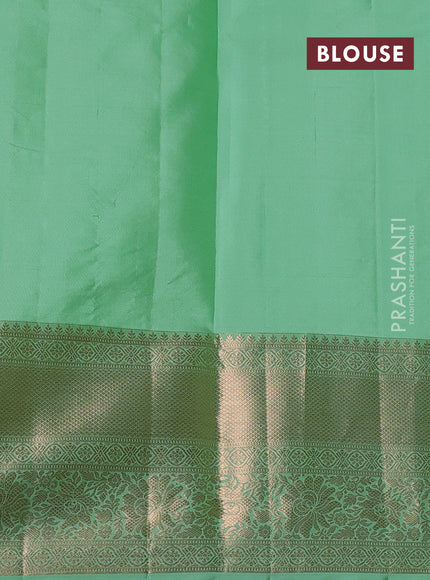 Pure kanchipuram silk saree pastel green with allover zari woven brocade weaves and rich zari woven border