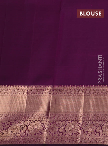 Pure kanchipuram silk saree purple with allover zari woven brocade weaves and long rich zari woven border