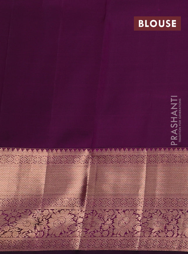 Pure kanchipuram silk saree purple with allover zari woven brocade weaves and long rich zari woven border