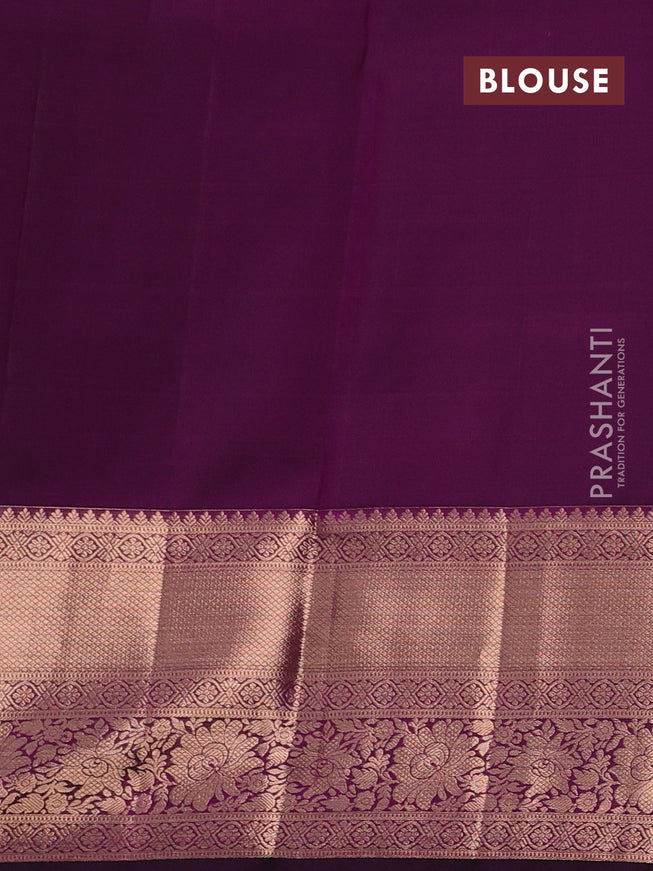 Pure kanchipuram silk saree purple with allover zari woven brocade weaves and long rich zari woven border