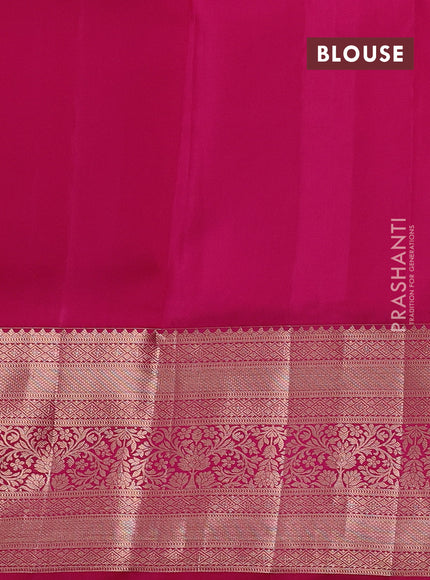 Pure kanchipuram silk saree cream and pink with allover zari woven floral brocade weaves and rich zari woven border