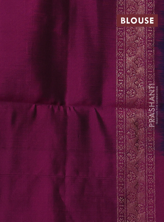 Pure soft silk saree navy blue and magenta pink with zari woven buttas and rich zari woven border