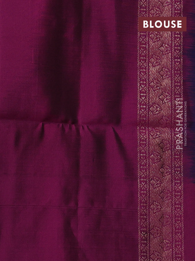 Pure soft silk saree navy blue and magenta pink with zari woven buttas and rich zari woven border
