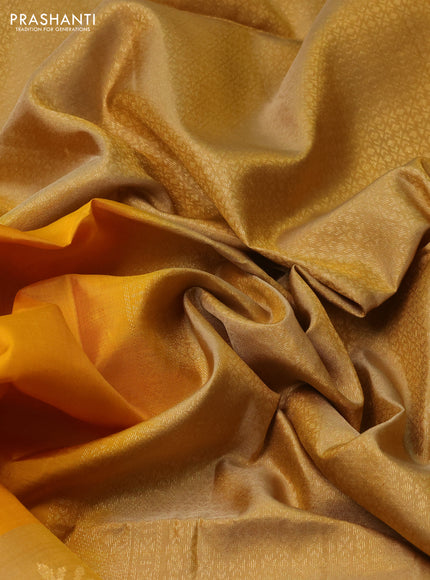 Pure soft silk saree mustard yellow and sandal with zari woven buttas and rich zari woven border