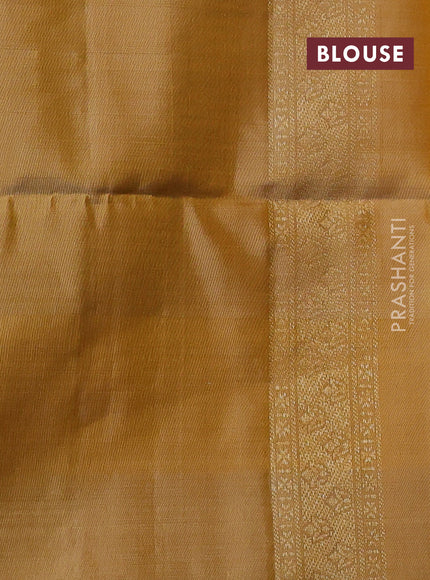 Pure soft silk saree mustard yellow and sandal with zari woven buttas and rich zari woven border