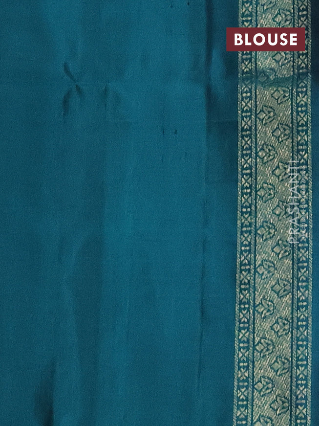 Pure soft silk saree maroon and peacock green with zari woven buttas and rich zari woven border
