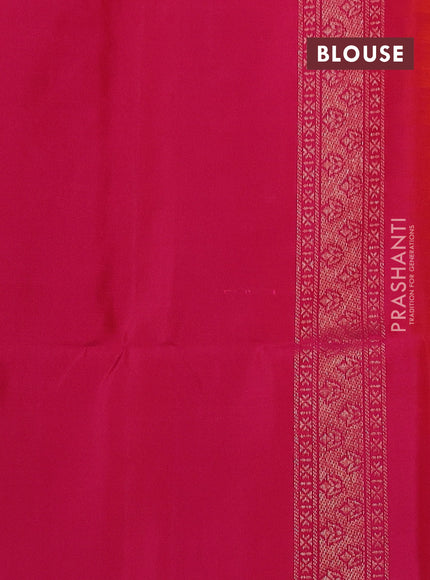 Pure soft silk saree orange and pink with zari woven buttas and rich zari woven border