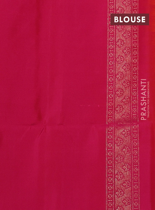 Pure soft silk saree orange and pink with zari woven buttas and rich zari woven border