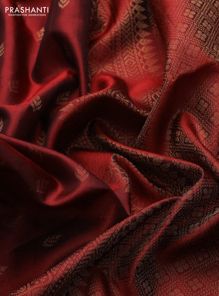 Pure soft silk saree maroon with allover zari woven buttas and rich zari woven border