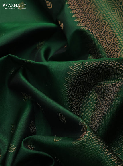 Pure soft silk saree green with allover zari woven buttas and rich zari woven border