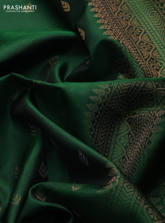 Pure soft silk saree green with allover zari woven buttas and rich zari woven border