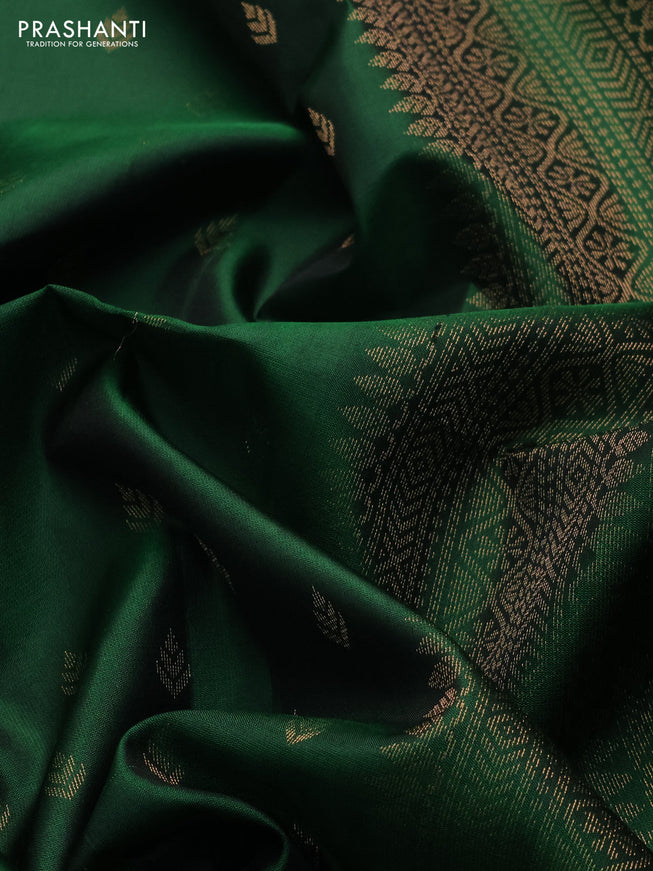 Pure soft silk saree green with allover zari woven buttas and rich zari woven border