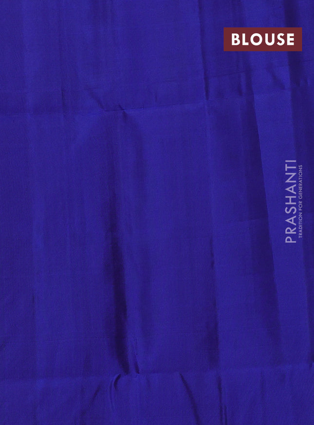 Pure soft silk saree blue with allover zari weaves & annam buttas in borderless style