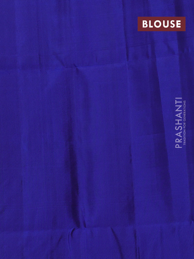 Pure soft silk saree blue with allover zari weaves & annam buttas in borderless style