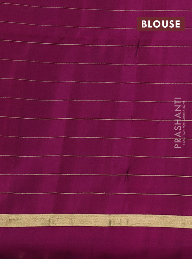 Pure soft silk saree blue and magenta pink with allover zari checks & buttas and zari woven simple border