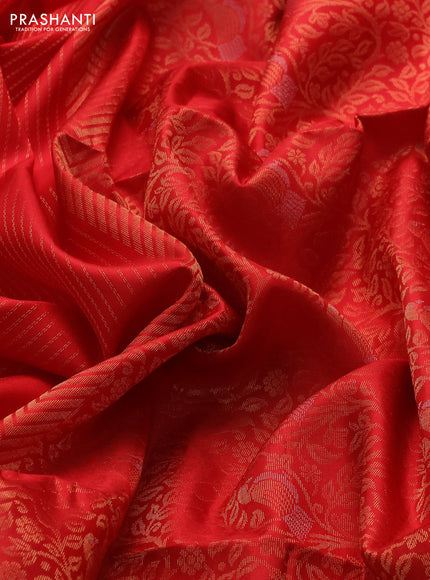 Pure soft silk saree red with allover zari weaves and zari woven butta border