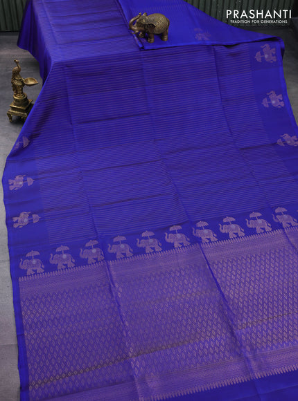 Pure soft silk saree blue with allover zari weaves and zari woven butta border