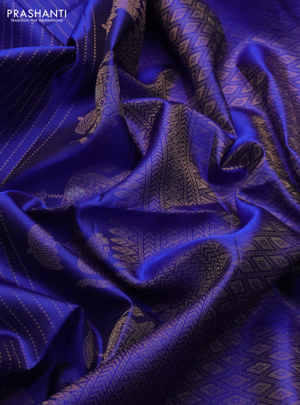 Pure soft silk saree blue with allover zari weaves and zari woven butta border