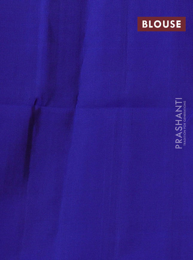 Pure soft silk saree blue with allover zari weaves and zari woven butta border