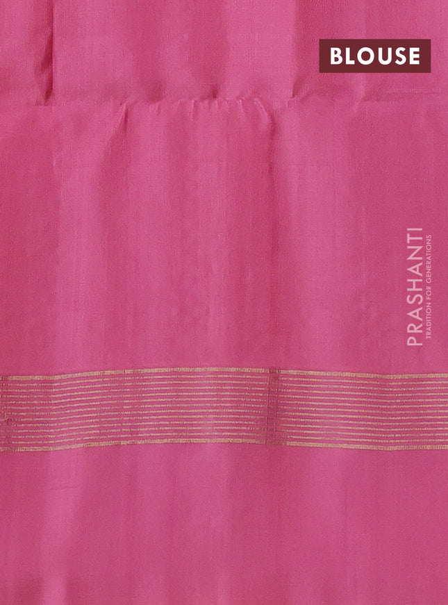 Pure soft silk saree blue and peach pink with allover zari weaves and zari woven border