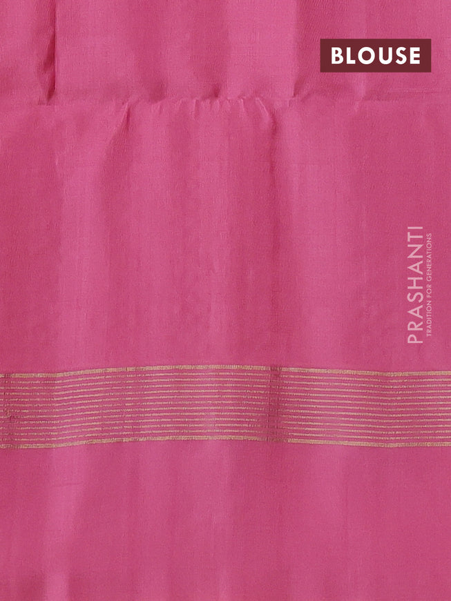 Pure soft silk saree blue and peach pink with allover zari weaves and zari woven border