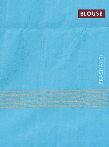 Pure soft silk saree blue and light blue with allover zari weaves and zari woven simple border