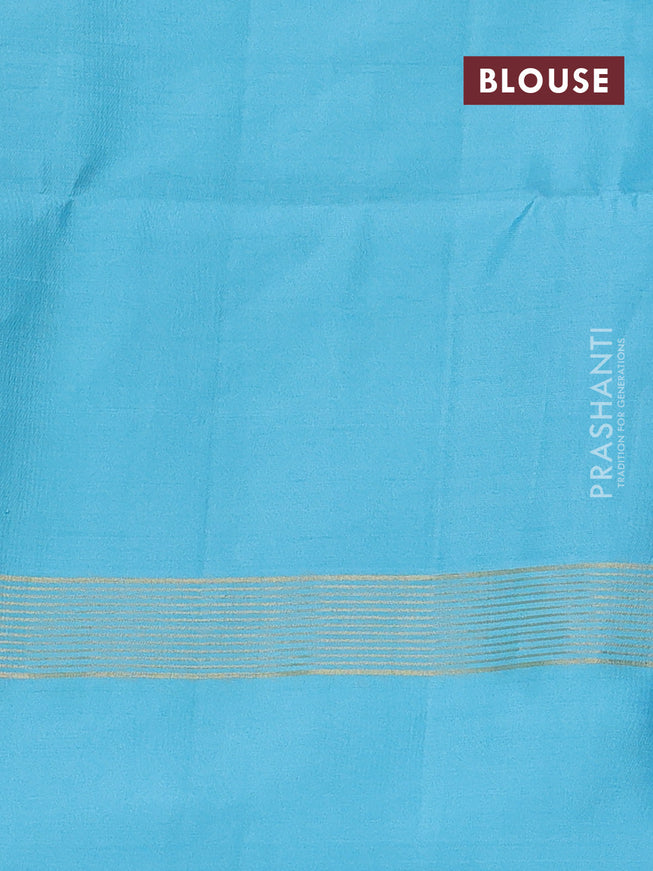 Pure soft silk saree lime yellow and light blue with allover zari weaves and zari woven simple border