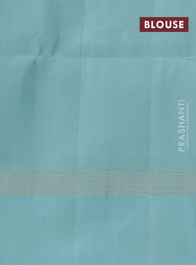 Pure soft silk saree dual shade of pink and pastel blue with allover zari weaves and zari woven simple border