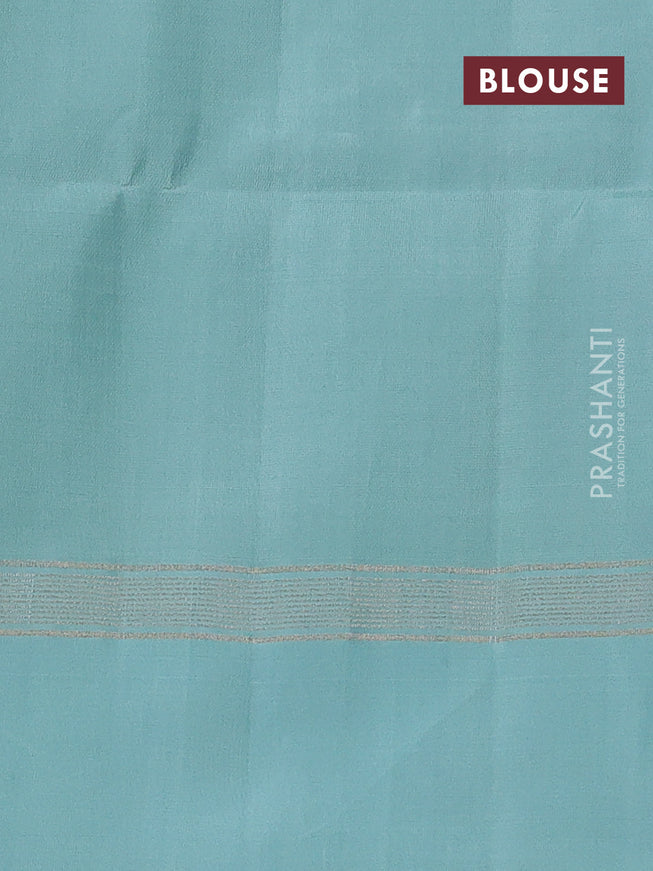 Pure soft silk saree dual shade of pink and pastel blue with allover zari weaves and zari woven simple border