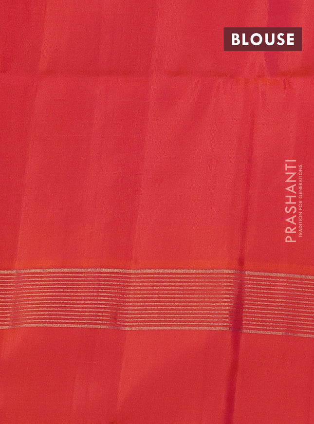 Pure soft silk saree mustard yellow and dual shade of pinkish orange with allover zari weaves and zari woven simple border