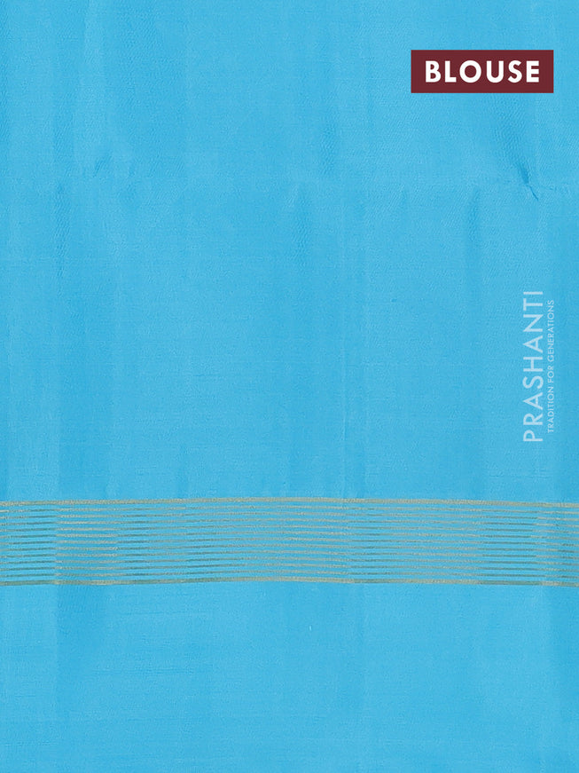 Pure soft silk saree light pink and light blue with allover zari weaves and zari woven simple border